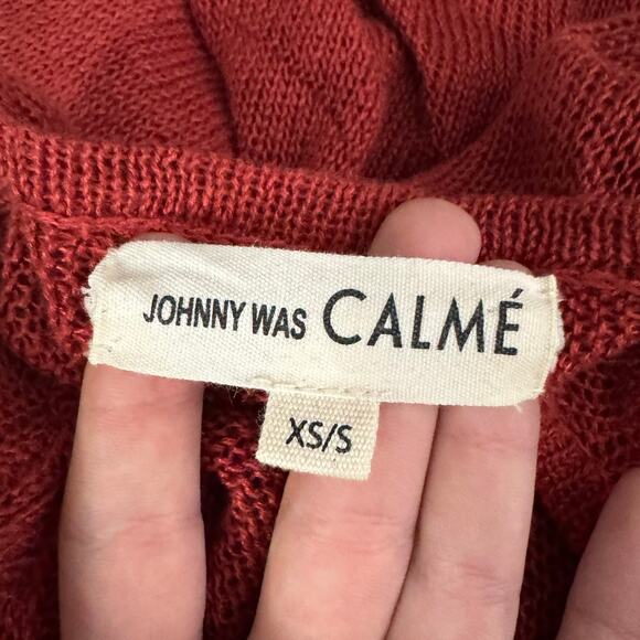 johnny was calme | rust orange sheer fringe knit boho poncho sz XS/S - Picture 7 of 9